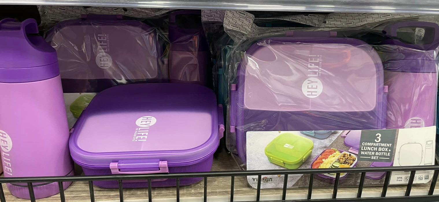 3 Compartment Lunch Box & Water Bottle Set / A189