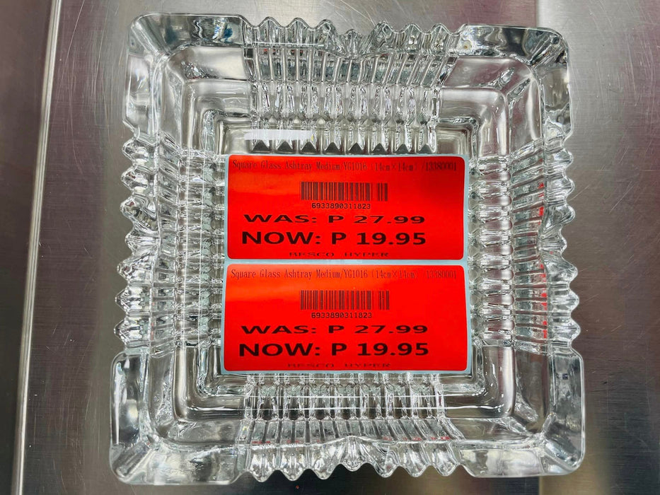 Square Glass Ashtray Medium / YG1016 (14cmx14cm) / 13380001