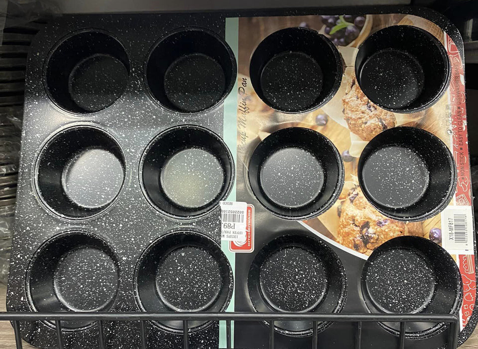 12 杯大理石黑松饼盘 / X18-MF817
