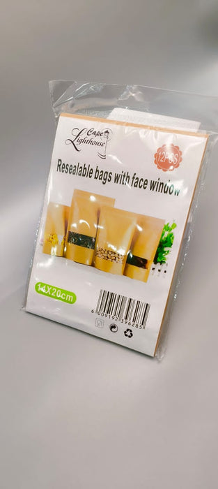 12pcs 14*20cm Resealable Bags With Face Window