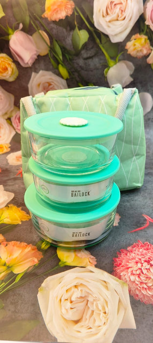 Glass Lunch Box Set with Bag 4pcs / 31