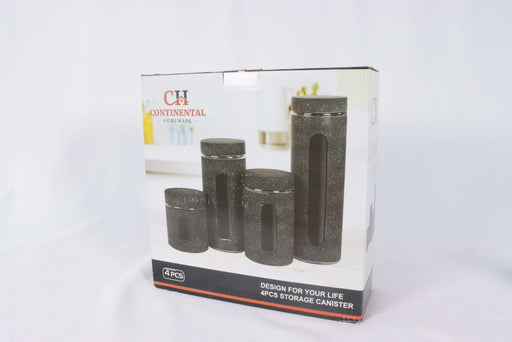 4PCs Glass Jar Set With Metal Black / CH597