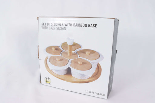 5PCs Bowl With Flower Bamboo Tray / 123500128