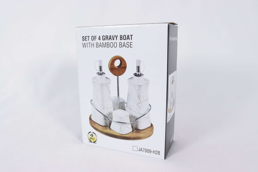 4PC Gravy Boat With Bamboo Tray / 12350003