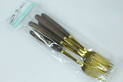 6PCs Wooden Big Fork-Gold / TK-BF302
