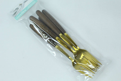6PCs Wooden Big Fork-Gold / TK-BF302