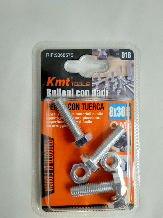 外六角螺丝带螺母8*30mm m8 3PCs / 9368575