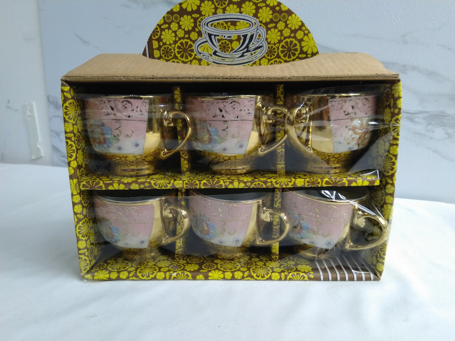 Ceramic Painted Coffee Cup Set 6PCs / 7