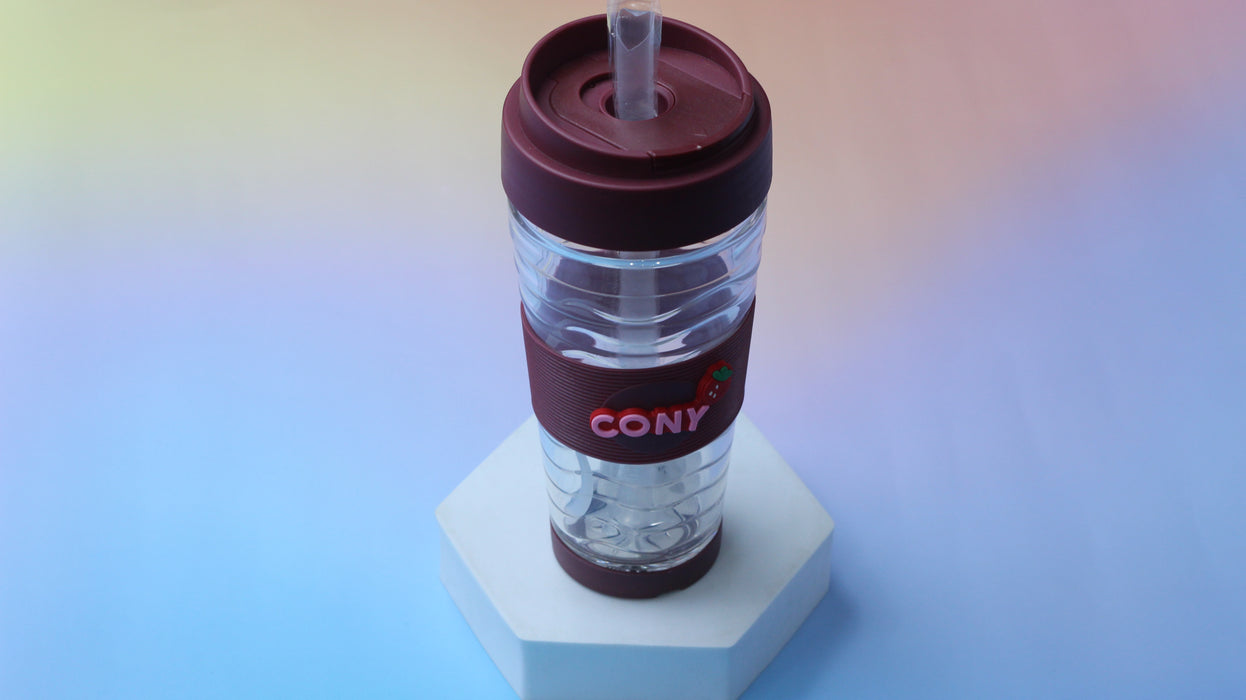 Double Drinking Cute English Glass Straw Cup 360ml
