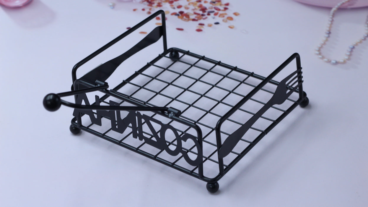 Knife and Fork Square Paper Towel Holder Black / 831-4-39