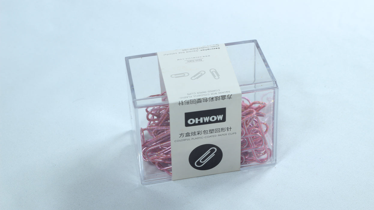 Square Box Colourful Plastic-coated paper clips