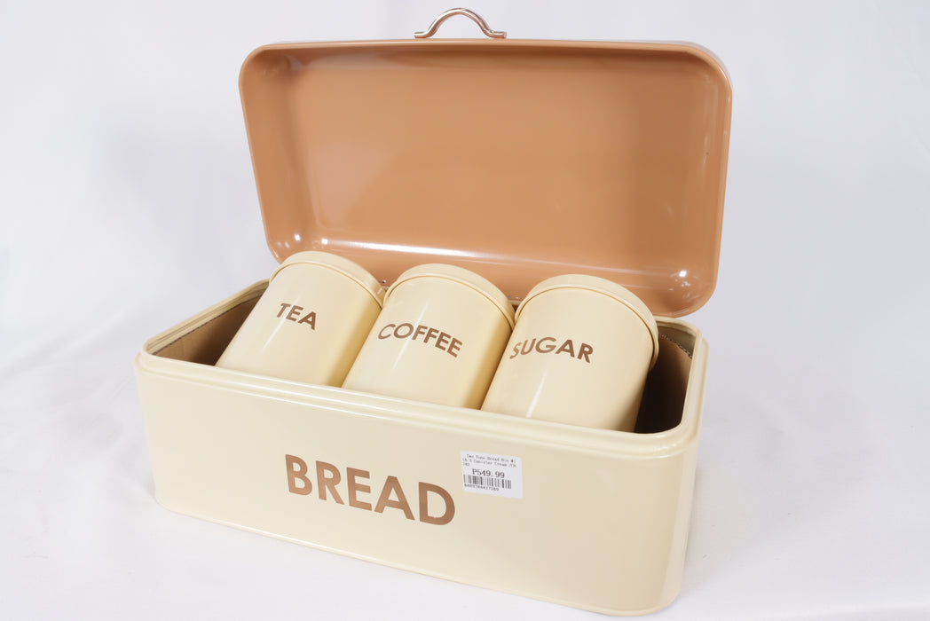 Two Tone Bread Bin with 3 Cannister Cream / CH782