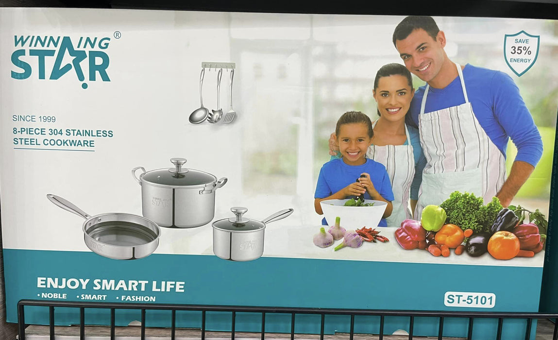 8PC 304 Stainless Steel Cookware Set / ST-5101