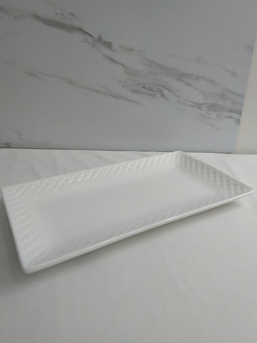 12 Inch Rectangle Checkered Edge Flat Plate / 13800617