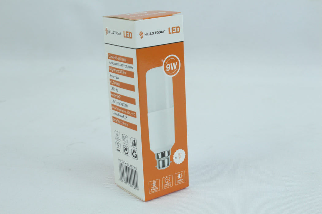 9W / Stick Bulb B22 White