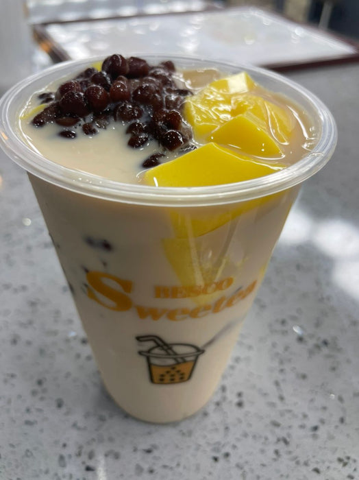 Red bean and pudding milk tea