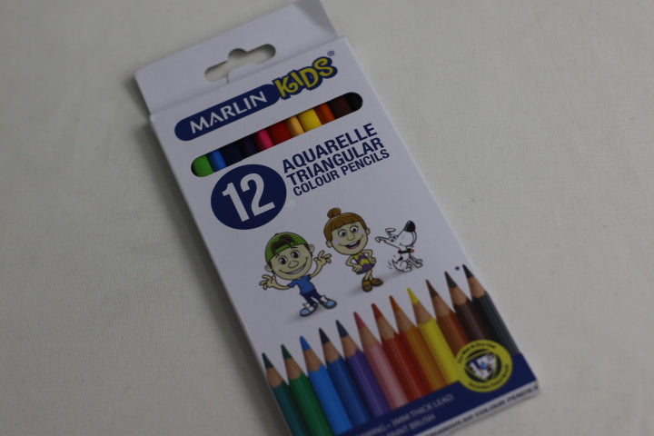 M/Kids Aquarelle Tri Col.Pencils 12's + Brush / 036D