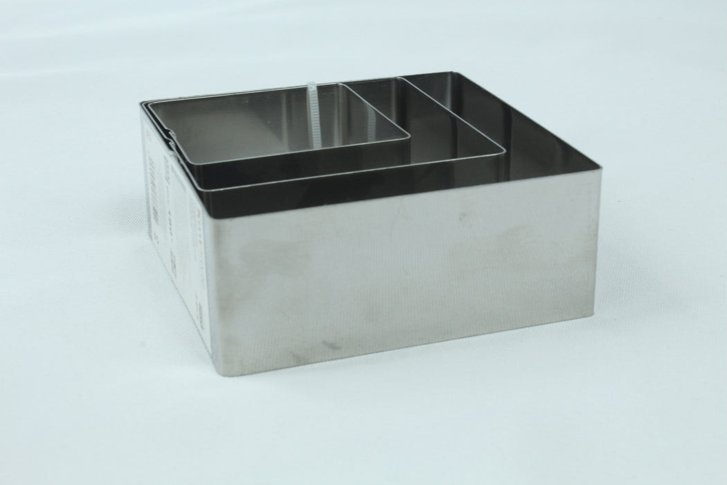 Square Stainless Steel Cake Mould 3PCS 6*4 / 8*4 / 10*4cm / 5406650